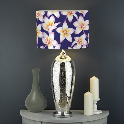 Watercolor Frangipani Flower Print Drum Lamp Shade