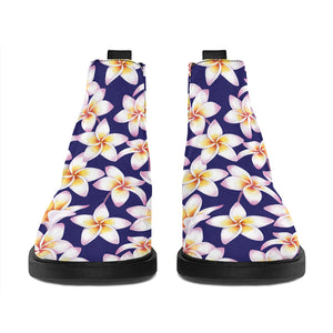 Watercolor Frangipani Flower Print Flat Ankle Boots