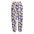 Watercolor Frangipani Flower Print Fleece Lined Knit Pants