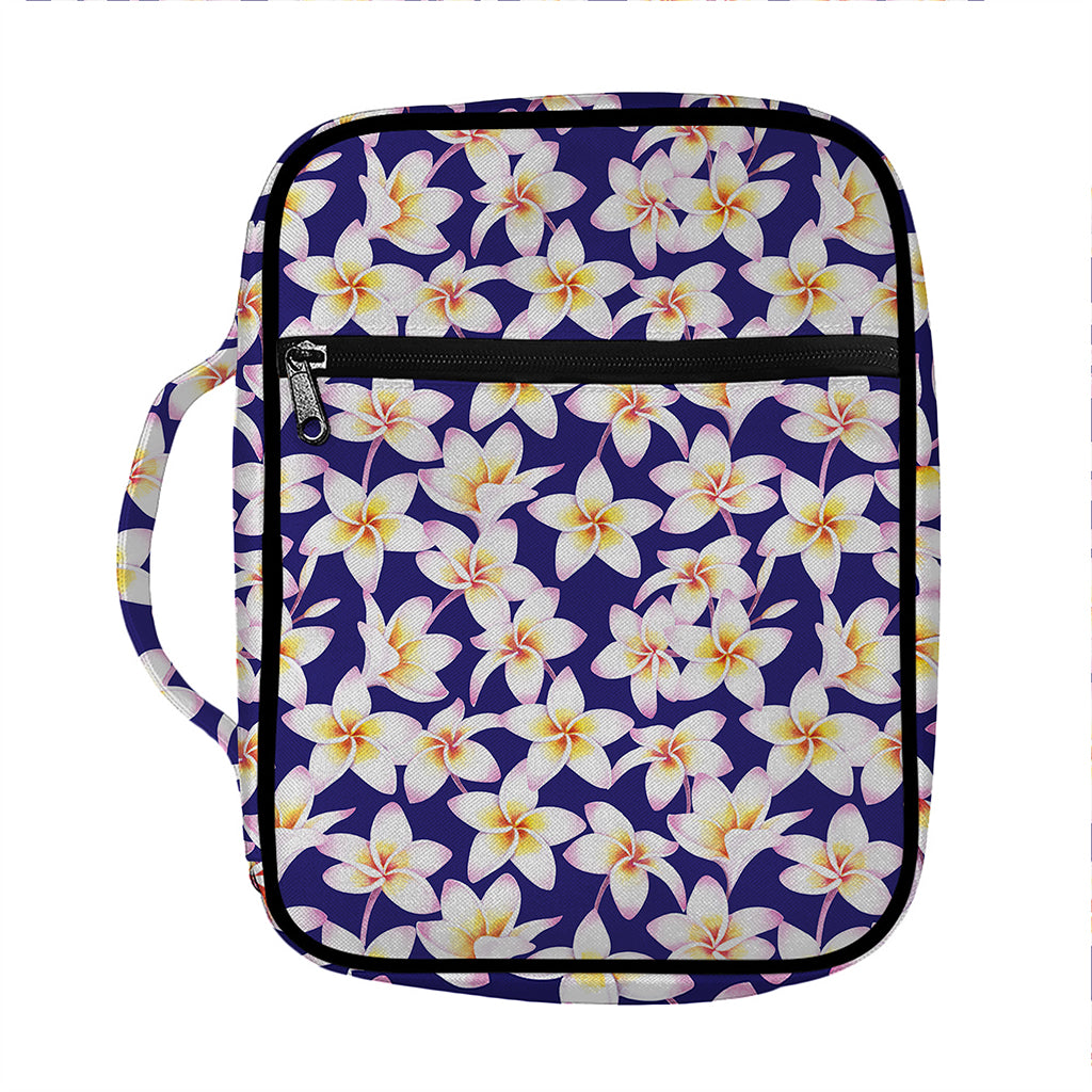 Watercolor Frangipani Flower Print Front Pocket Bible Bag