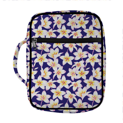 Watercolor Frangipani Flower Print Front Pocket Bible Bag