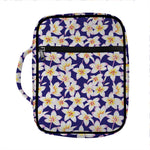 Watercolor Frangipani Flower Print Front Pocket Bible Bag
