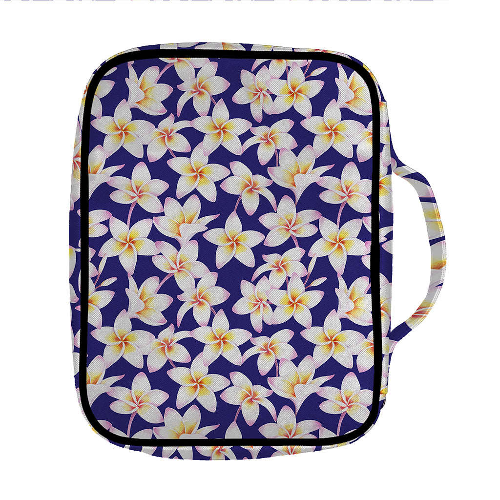 Watercolor Frangipani Flower Print Front Pocket Bible Bag