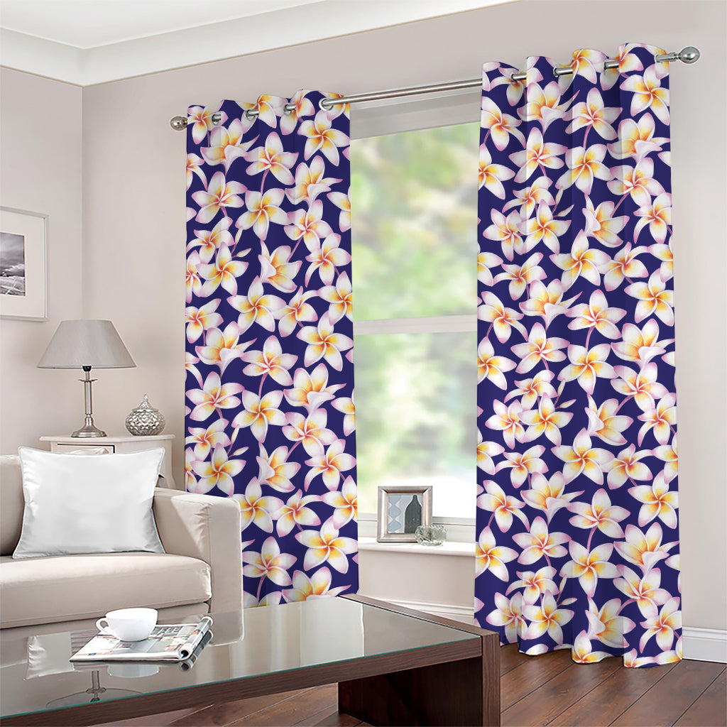 Watercolor Frangipani Flower Print Grommet Curtains