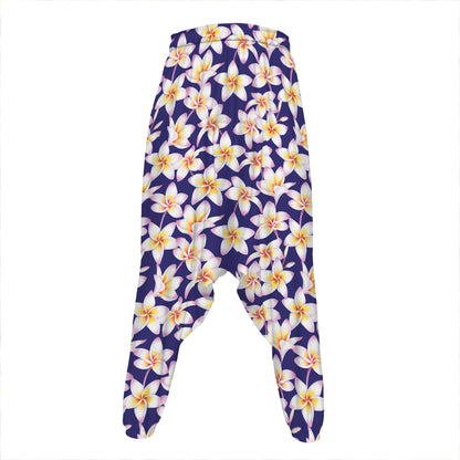 Watercolor Frangipani Flower Print Hammer Pants