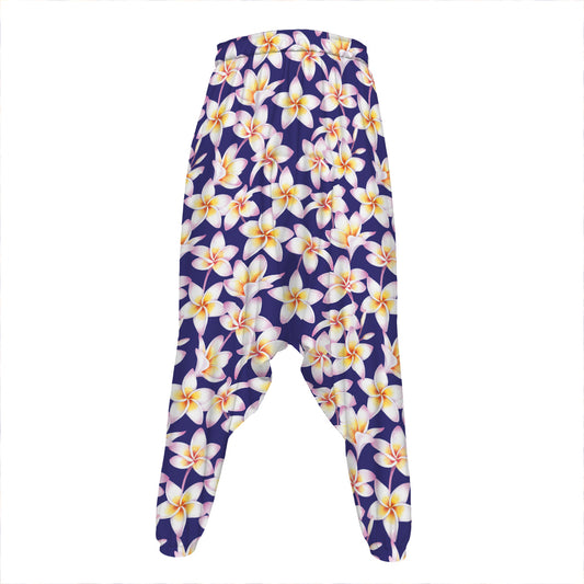 Watercolor Frangipani Flower Print Hammer Pants