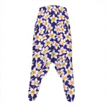 Watercolor Frangipani Flower Print Hammer Pants