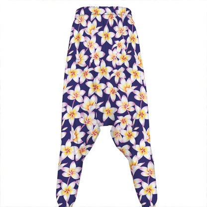 Watercolor Frangipani Flower Print Hammer Pants