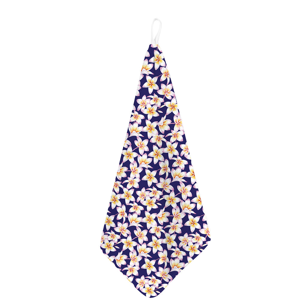 Watercolor Frangipani Flower Print Hand Towel