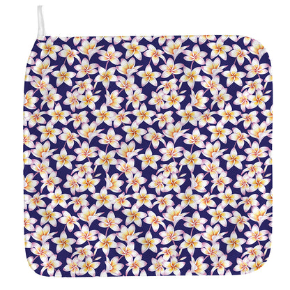 Watercolor Frangipani Flower Print Hand Towel