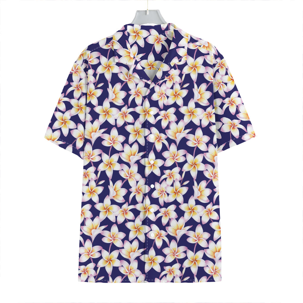 Watercolor Frangipani Flower Print Hawaiian Shirt