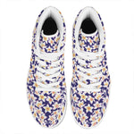 Watercolor Frangipani Flower Print High Top Leather Sneakers