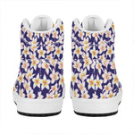 Watercolor Frangipani Flower Print High Top Leather Sneakers