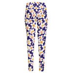 Watercolor Frangipani Flower Print High-Waisted Pocket Leggings