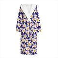 Watercolor Frangipani Flower Print Hooded Bathrobe
