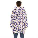 Watercolor Frangipani Flower Print Hoodie Blanket
