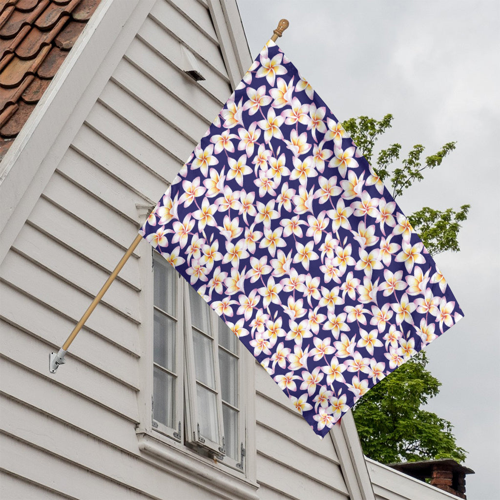 Watercolor Frangipani Flower Print House Flag