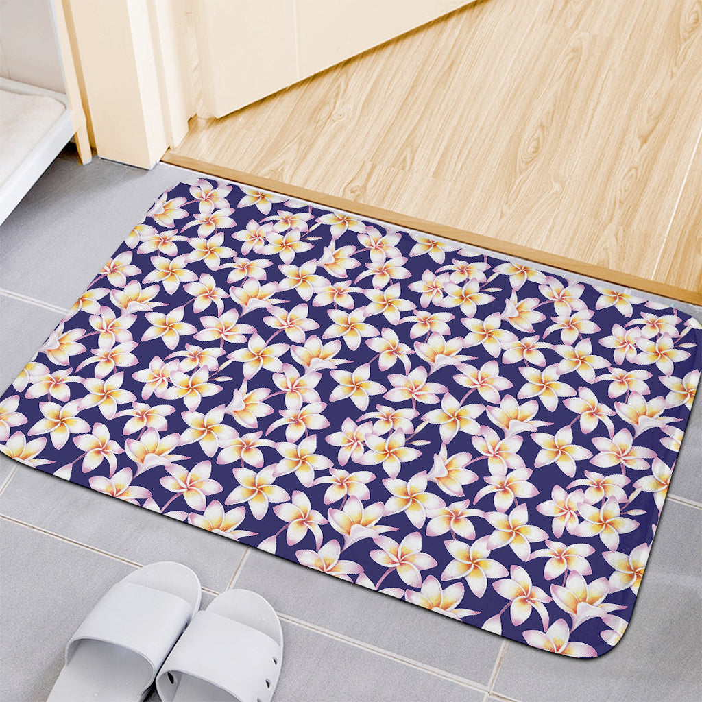 Watercolor Frangipani Flower Print Indoor Door Mat