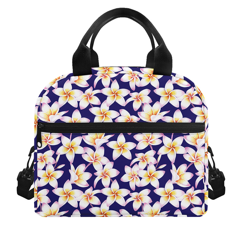Watercolor Frangipani Flower Print Insulated Lunch Bag
