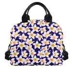 Watercolor Frangipani Flower Print Insulated Lunch Bag