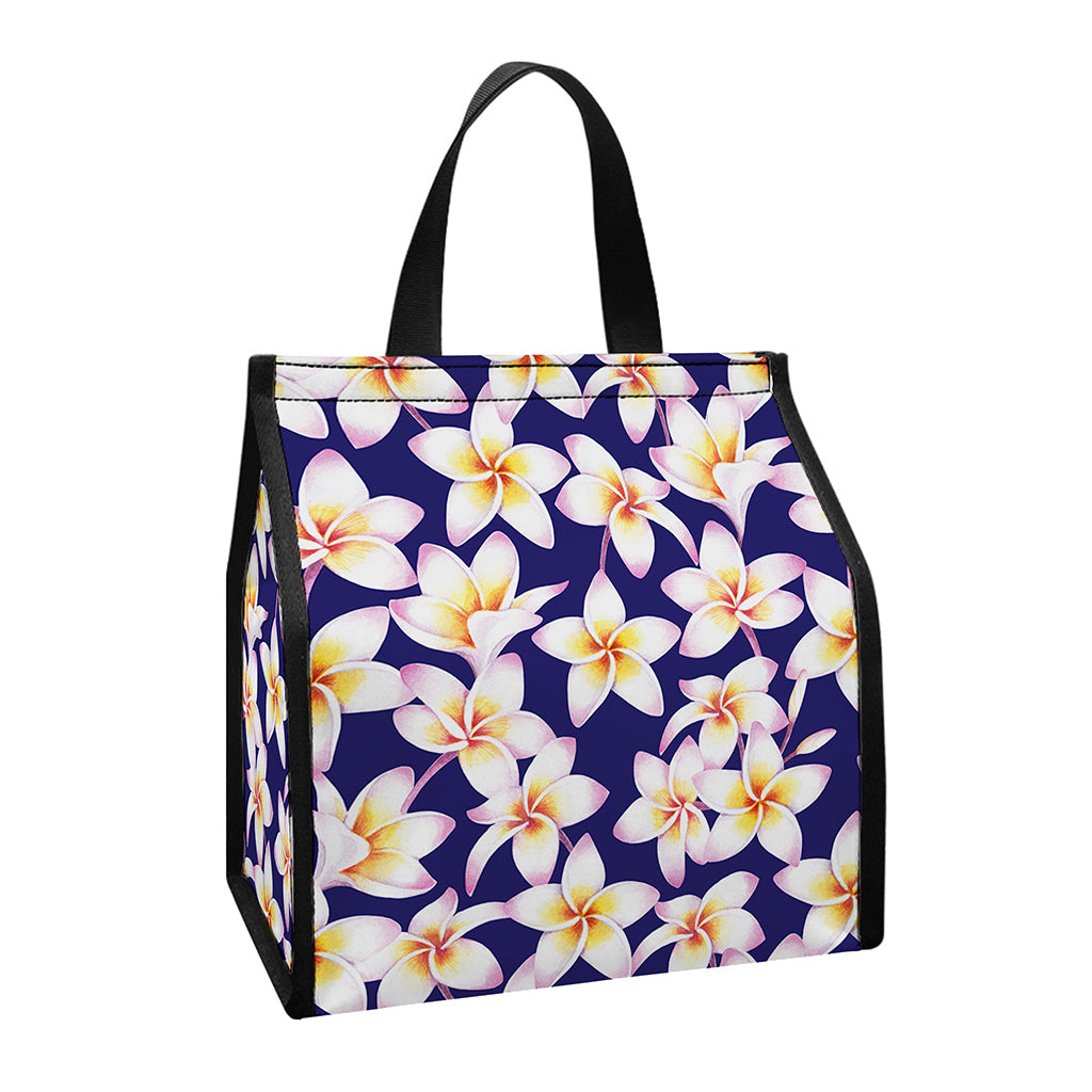 Watercolor Frangipani Flower Print Insulated Lunch Tote
