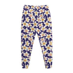 Watercolor Frangipani Flower Print Jogger Pants