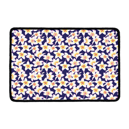 Watercolor Frangipani Flower Print Kitchen Mat
