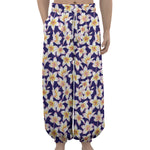Watercolor Frangipani Flower Print Lantern Pants