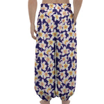 Watercolor Frangipani Flower Print Lantern Pants