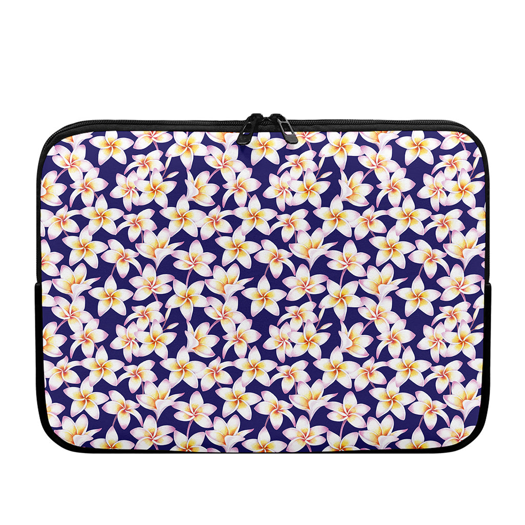 Watercolor Frangipani Flower Print Laptop Sleeve