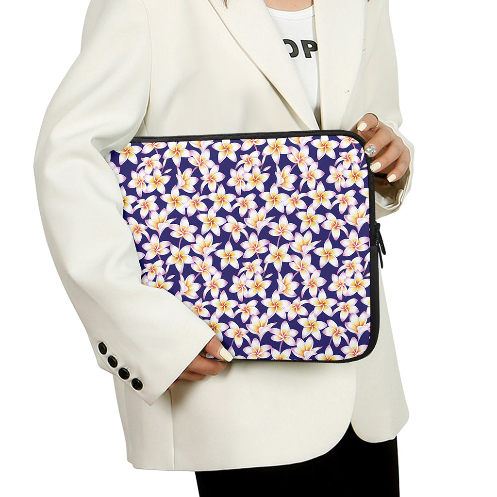 Watercolor Frangipani Flower Print Laptop Sleeve