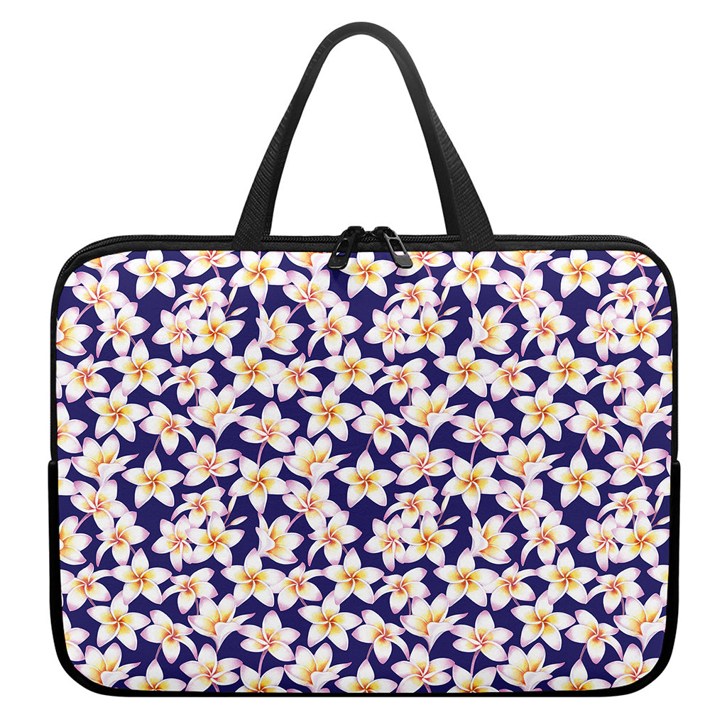 Watercolor Frangipani Flower Print Laptop Sleeve With Handle