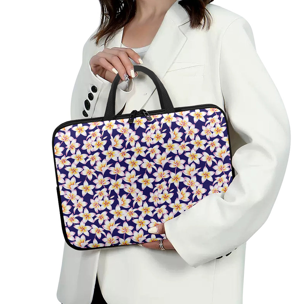Watercolor Frangipani Flower Print Laptop Sleeve With Handle