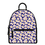 Watercolor Frangipani Flower Print Leather Backpack