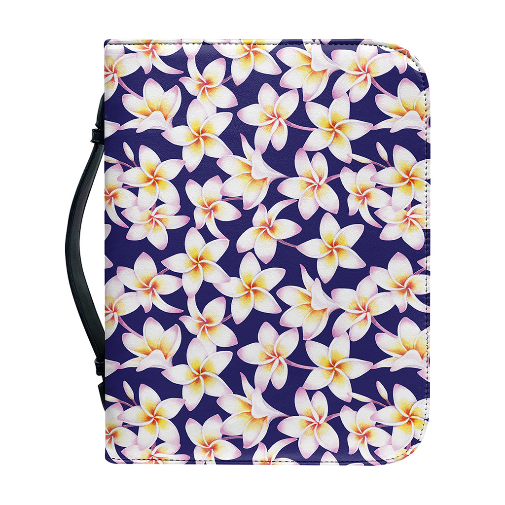 Watercolor Frangipani Flower Print Leather Bible Cover