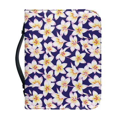 Watercolor Frangipani Flower Print Leather Bible Cover