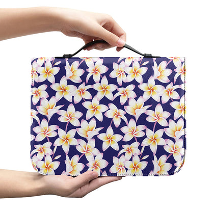 Watercolor Frangipani Flower Print Leather Bible Cover