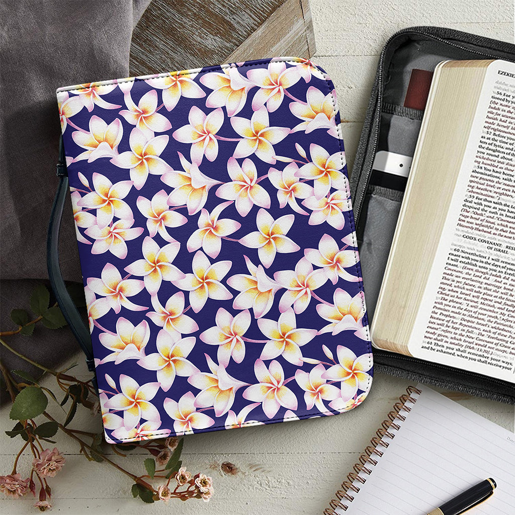 Watercolor Frangipani Flower Print Leather Bible Cover