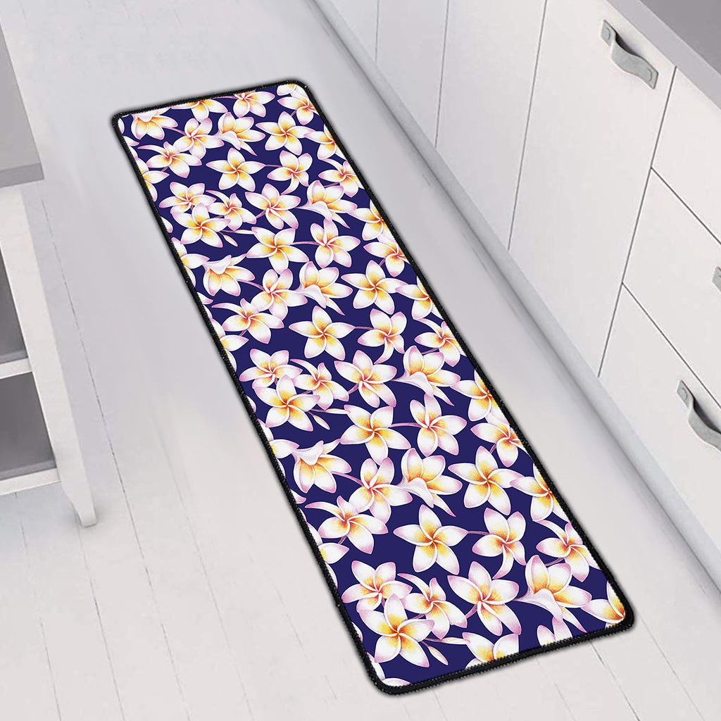 Watercolor Frangipani Flower Print Long Kitchen Mat