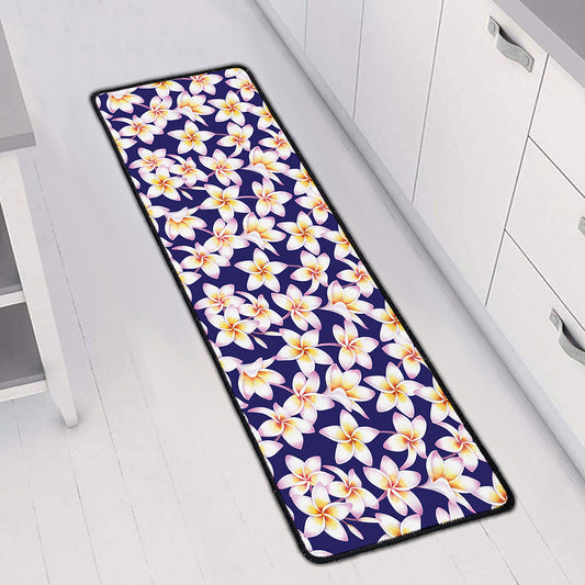 Watercolor Frangipani Flower Print Long Kitchen Mat