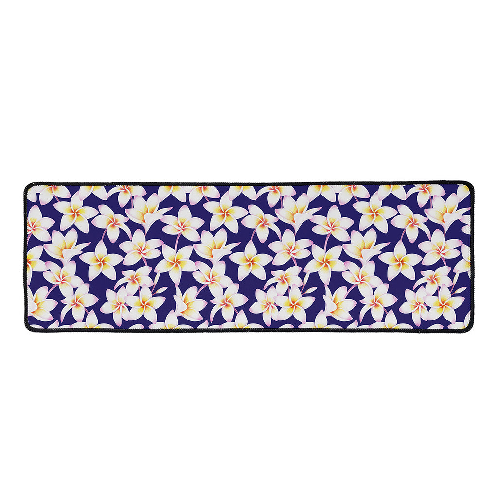 Watercolor Frangipani Flower Print Long Kitchen Mat
