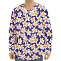 Watercolor Frangipani Flower Print Long Sleeve Baseball Jersey