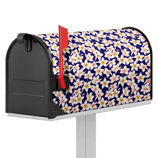 Watercolor Frangipani Flower Print Mailbox Cover