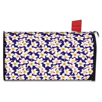 Watercolor Frangipani Flower Print Mailbox Cover