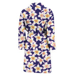 Watercolor Frangipani Flower Print Men's Bathrobe