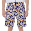 Watercolor Frangipani Flower Print Men's Beach Shorts