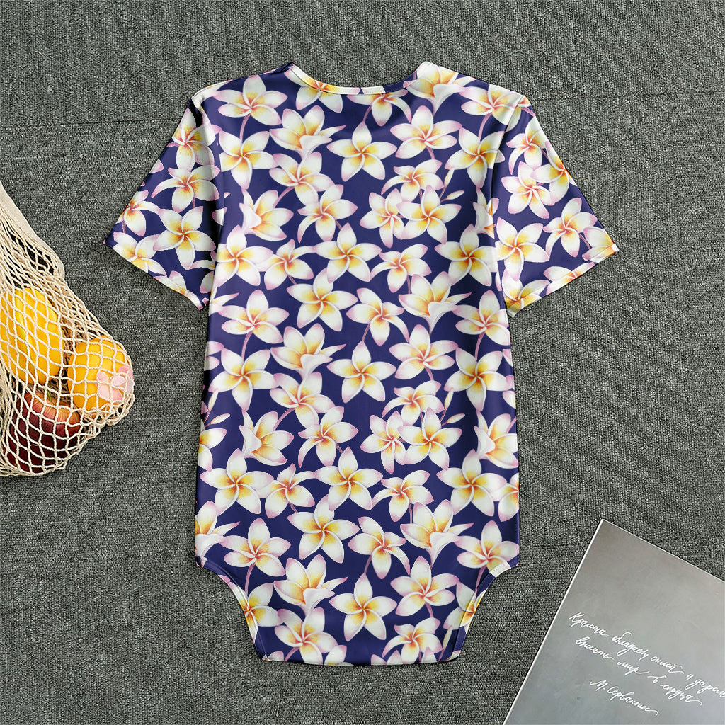 Watercolor Frangipani Flower Print Men's Bodysuit