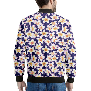 Watercolor Frangipani Flower Print Men's Bomber Jacket