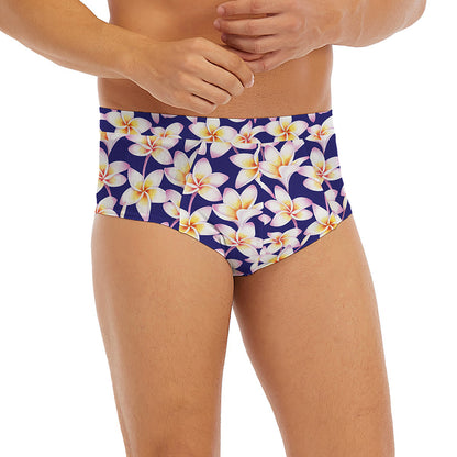 Watercolor Frangipani Flower Print Men's Briefs