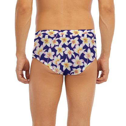 Watercolor Frangipani Flower Print Men's Briefs